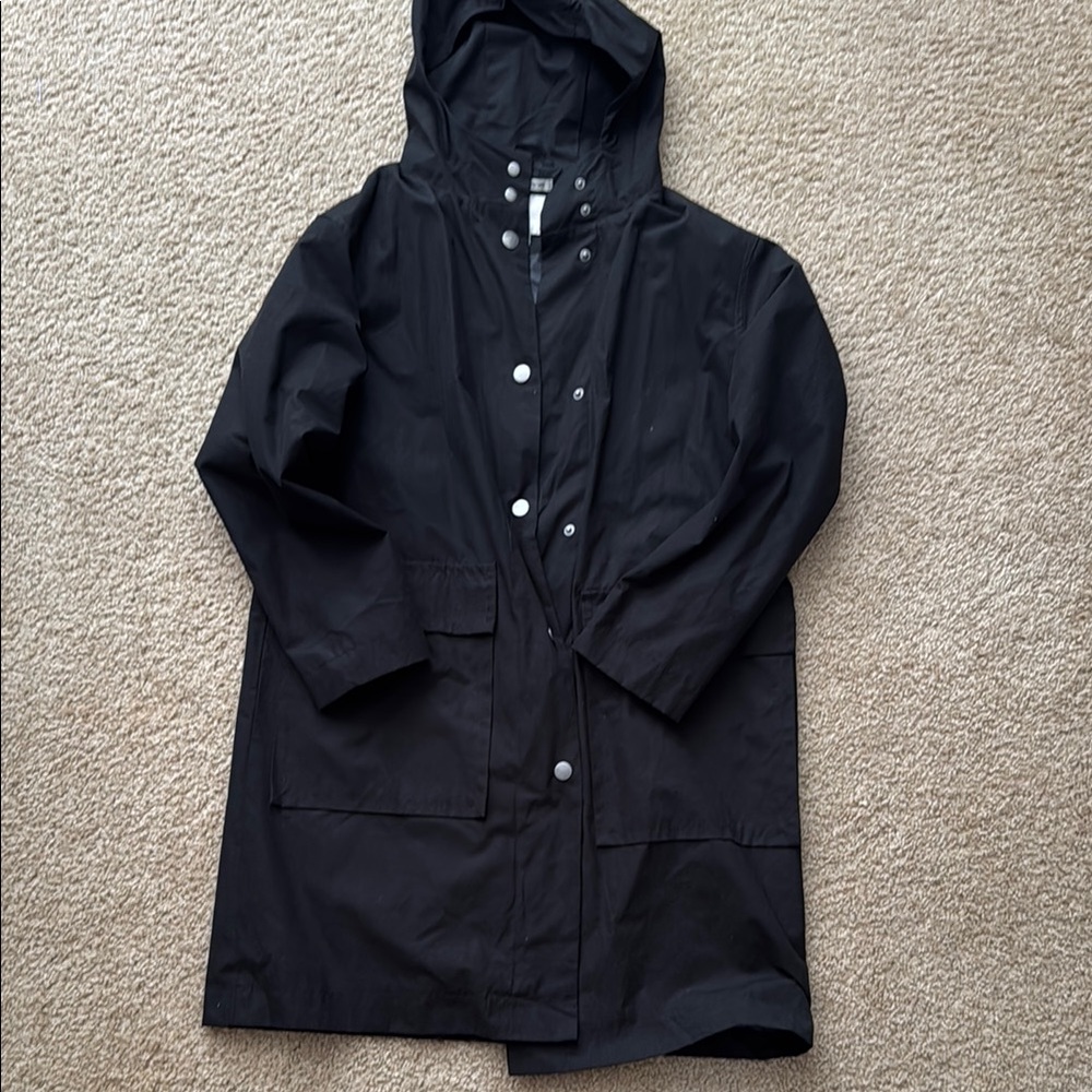 Black Hooded Raincoat